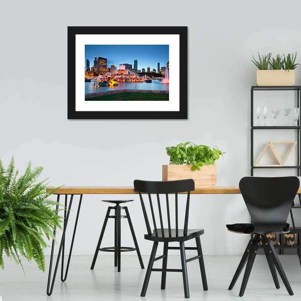 Buckingham Fountain Chicago Canvas Wall Art-3 Horizontal-Gallery Wrap-25" x 16"-Tiaracle