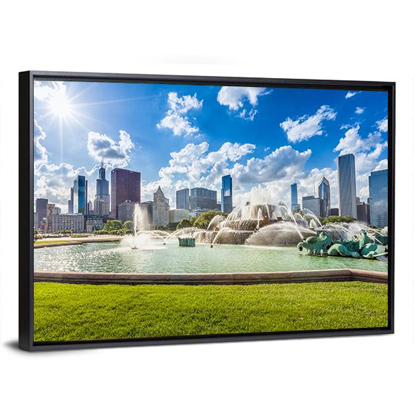 Buckingham Fountain Canvas Wall Art-3 Horizontal-Gallery Wrap-25" x 16"-Tiaracle