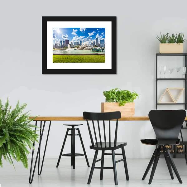 Buckingham Fountain Canvas Wall Art-3 Horizontal-Gallery Wrap-25" x 16"-Tiaracle