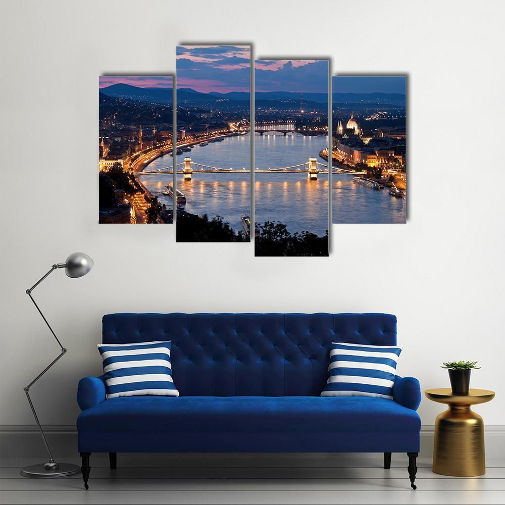 Budapest City Hungry Canvas Wall Art-4 Pop-Gallery Wrap-50&quot; x 32&quot;-Tiaracle