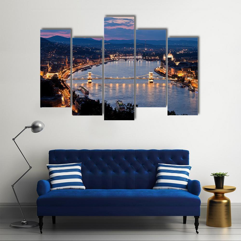 Budapest City Hungry Canvas Wall Art-5 Pop-Gallery Wrap-47&quot; x 32&quot;-Tiaracle
