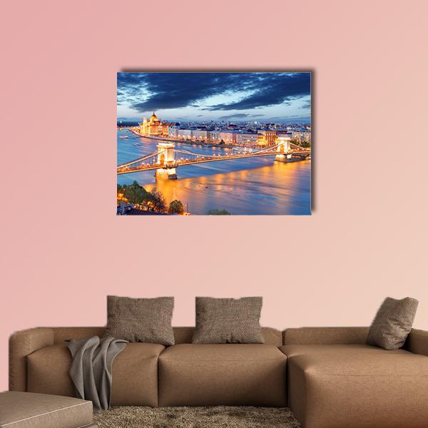 Budapest Cityscape Hungary Canvas Wall Art-1 Piece-Gallery Wrap-36" x 24"-Tiaracle