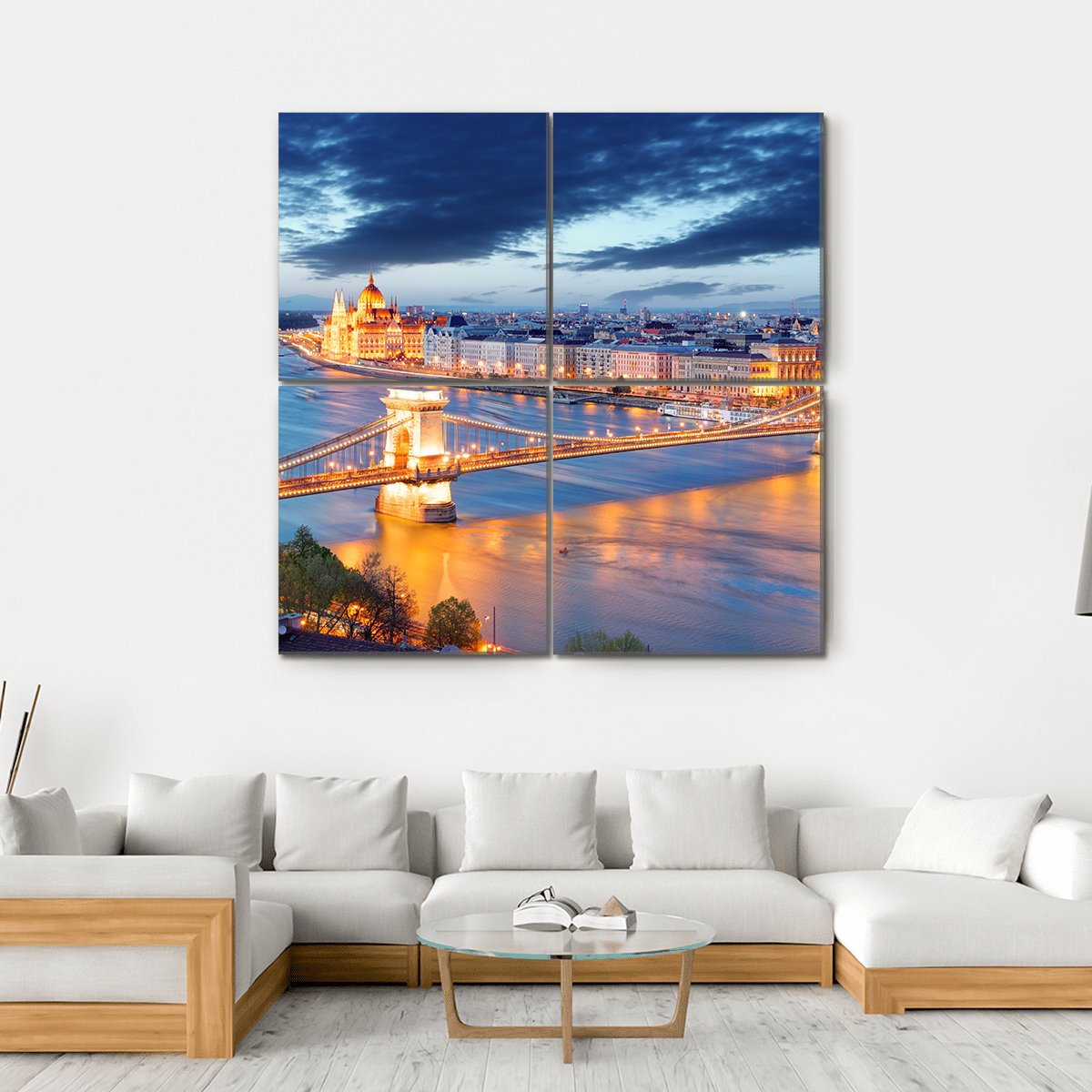 Budapest Cityscape Hungary Canvas Wall Art-4 Square-Gallery Wrap-17" x 17"-Tiaracle