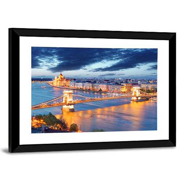 Budapest Cityscape Hungary Canvas Wall Art-5 Horizontal-Gallery Wrap-22" x 12"-Tiaracle