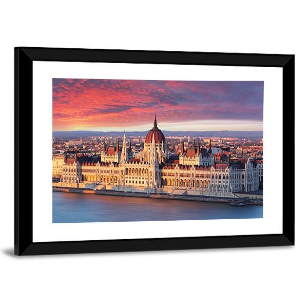 Budapest Parliament Hungary Canvas Wall Art-5 Horizontal-Gallery Wrap-22" x 12"-Tiaracle