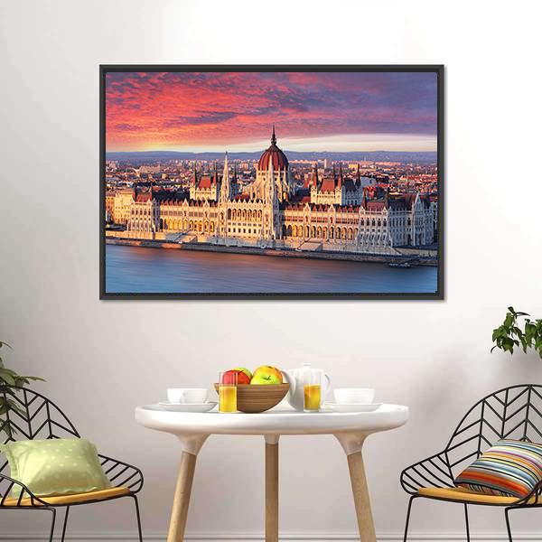 Budapest Parliament Hungary Panoramic Canvas Wall Art-1 Piece-36" x 12"-Tiaracle