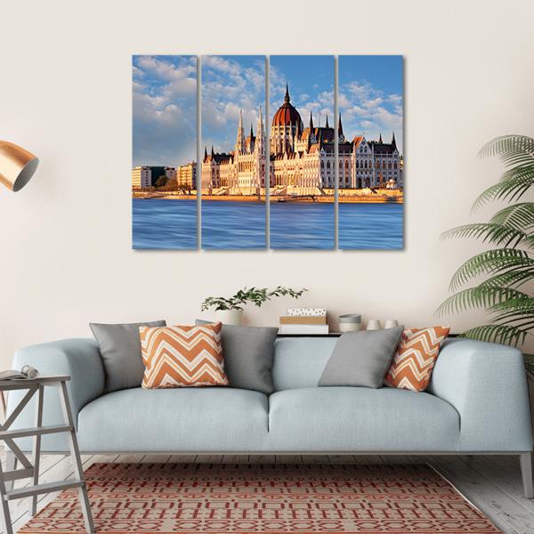 Budapest Parliament In Hungary Canvas Wall Art-4 Horizontal-Gallery Wrap-34" x 24"-Tiaracle