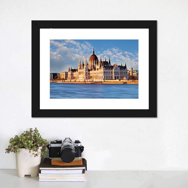 Budapest Parliament In Hungary Panoramic Canvas Wall Art-1 Piece-36" x 12"-Tiaracle
