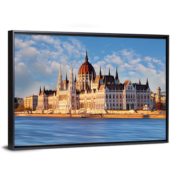 Budapest Parliament In Hungary Panoramic Canvas Wall Art-1 Piece-36" x 12"-Tiaracle