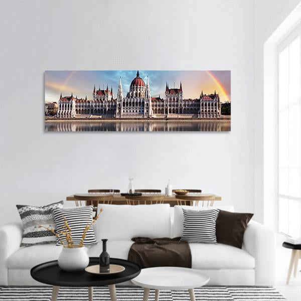 Budapest Parliament Panoramic Canvas Wall Art-1 Piece-36" x 12"-Tiaracle