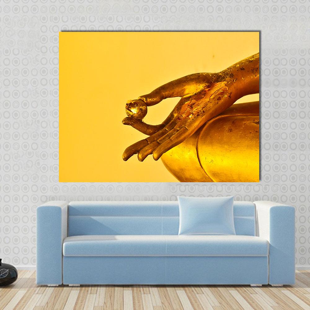 Buddha Statue Hands Canvas Wall Art-1 Piece-Gallery Wrap-24" x 16"-Tiaracle