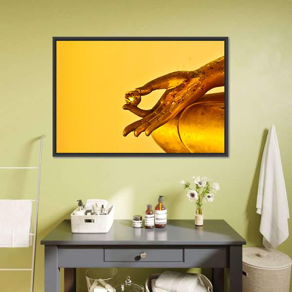 Buddha Statue Hands Canvas Wall Art-3 Horizontal-Gallery Wrap-25" x 16"-Tiaracle