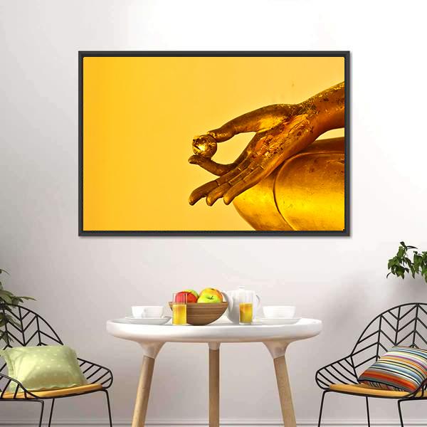 Buddha Statue Hands Canvas Wall Art-3 Horizontal-Gallery Wrap-25" x 16"-Tiaracle