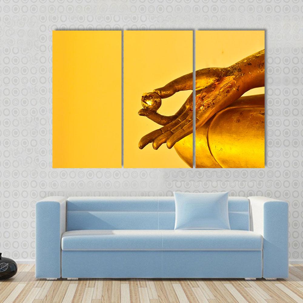 Buddha Statue Hands Canvas Wall Art-3 Horizontal-Gallery Wrap-25" x 16"-Tiaracle