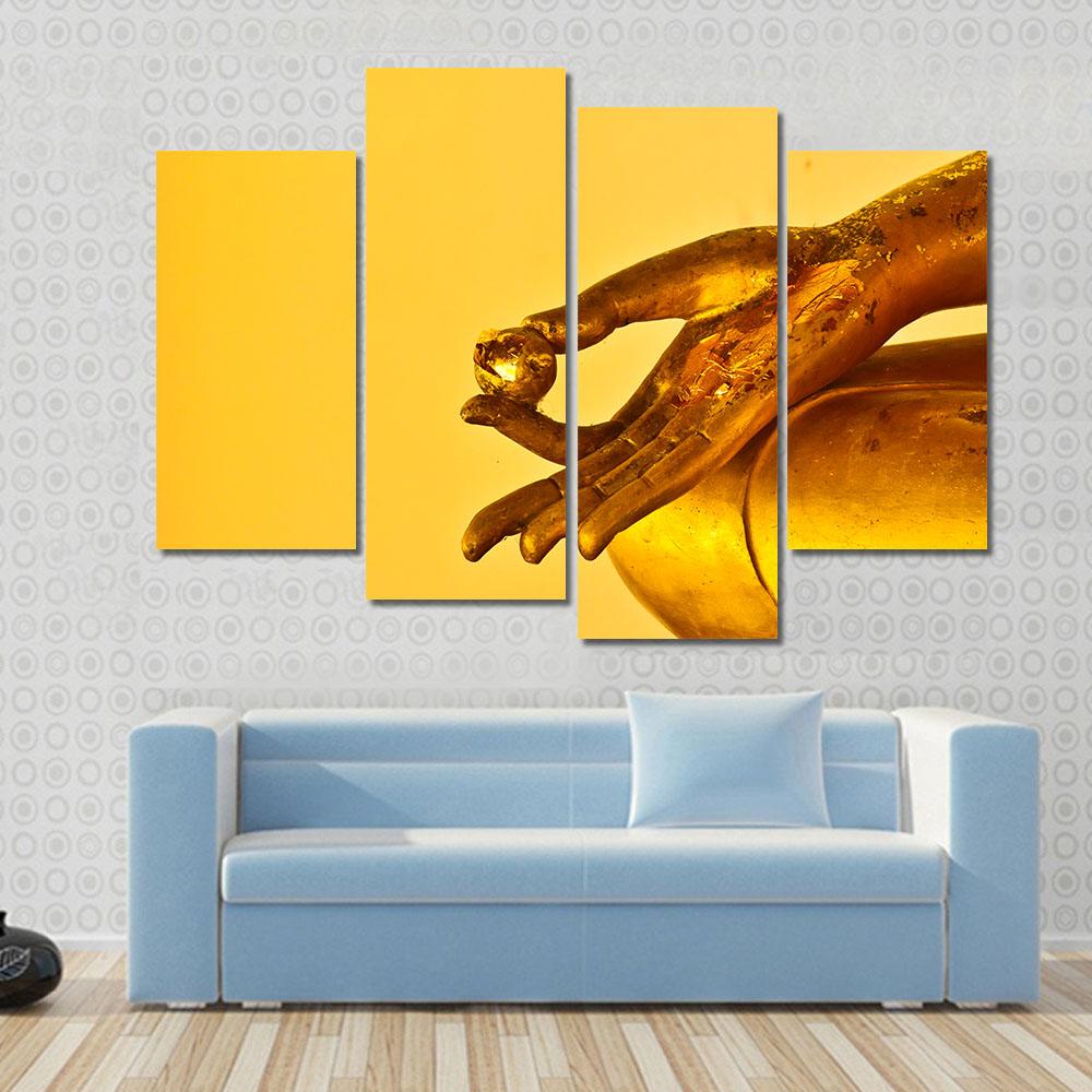 Buddha Statue Hands Canvas Wall Art-4 Pop-Gallery Wrap-34" x 20"-Tiaracle