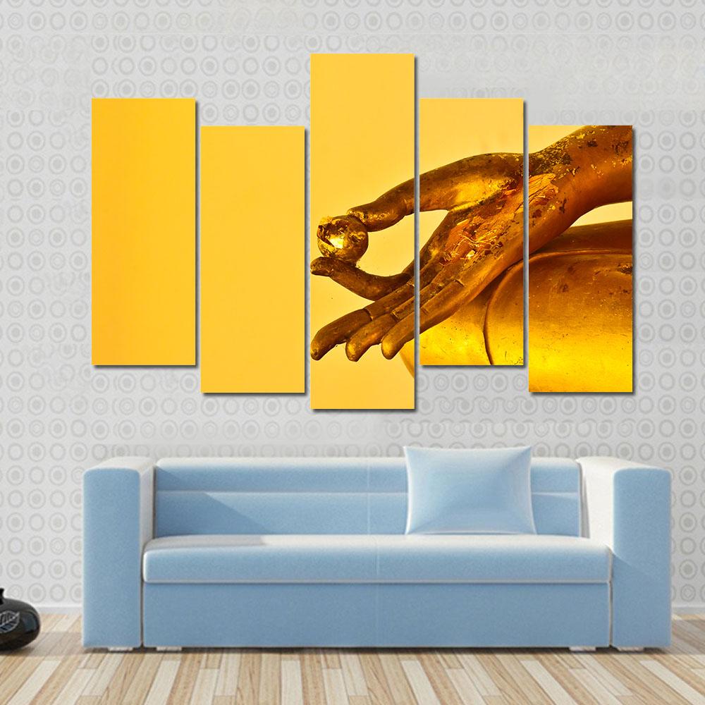 Buddha Statue Hands Canvas Wall Art-5 Pop-Gallery Wrap-32" x 21"-Tiaracle