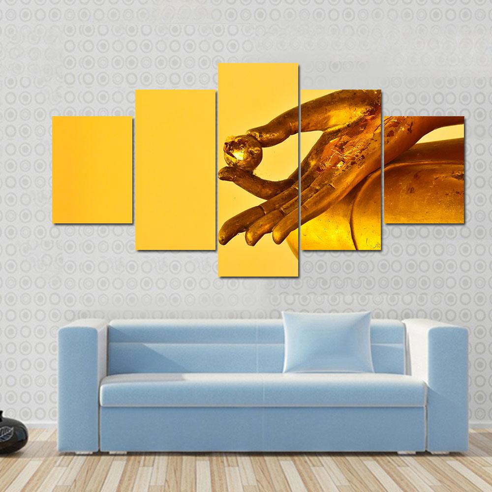 Buddha Statue Hands Canvas Wall Art-5 Star-Gallery Wrap-42" x 21"-Tiaracle