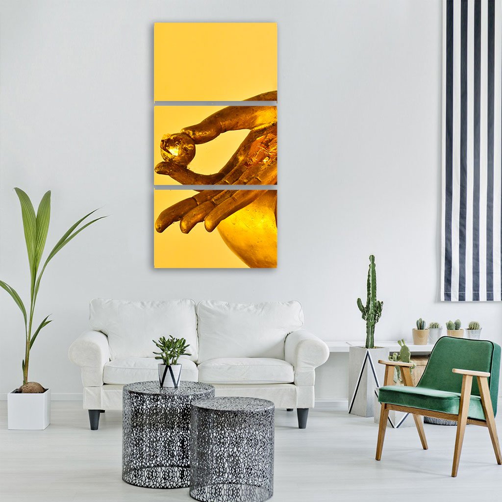 Buddha Statue Hands Vertical Canvas Wall Art-3 Vertical-Gallery Wrap-12" x 25"-Tiaracle