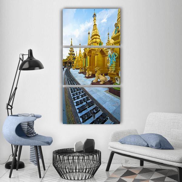 Buddhism Pagoda Myanmar Vertical Canvas Wall Art-3 Vertical-Gallery Wrap-12" x 25"-Tiaracle