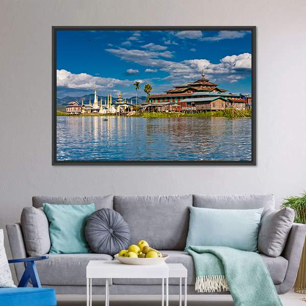 Buddhist Monastery Canvas Wall Art-1 Piece-Floating Frame-24" x 16"-Tiaracle