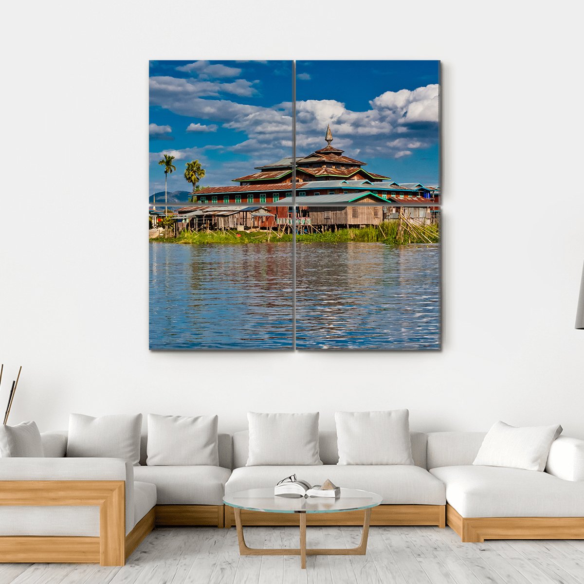 Buddhist Monastery Canvas Wall Art-4 Square-Gallery Wrap-17" x 17"-Tiaracle
