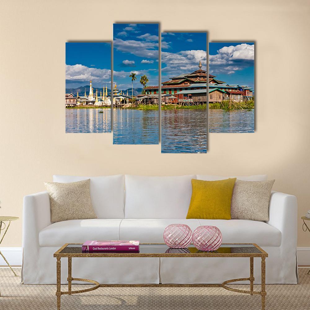 Buddhist Monastery Canvas Wall Art-4 Pop-Gallery Wrap-50&quot; x 32&quot;-Tiaracle