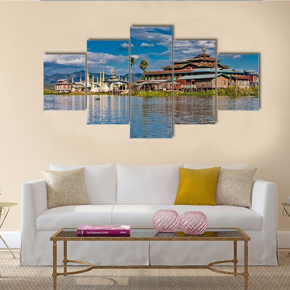 Buddhist Monastery Canvas Wall Art-5 Star-Gallery Wrap-62&quot; x 32&quot;-Tiaracle