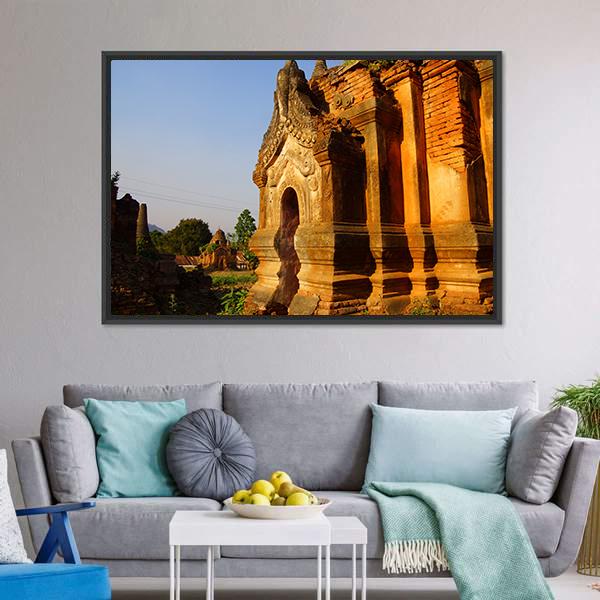 Buddhist Stupa Myanmar Canvas Wall Art-1 Piece-Floating Frame-24" x 16"-Tiaracle
