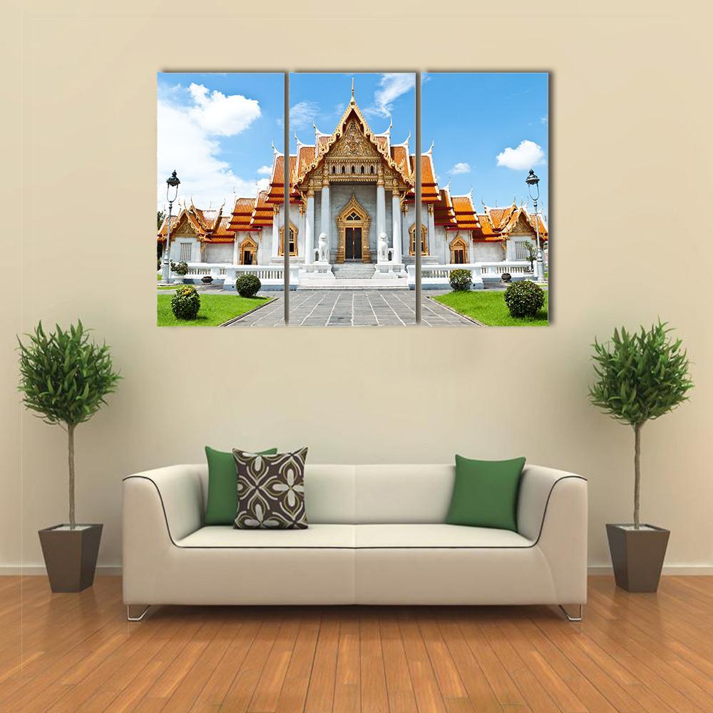 Buddhist Temple Thailand Canvas Wall Art-3 Horizontal-Gallery Wrap-37" x 24"-Tiaracle