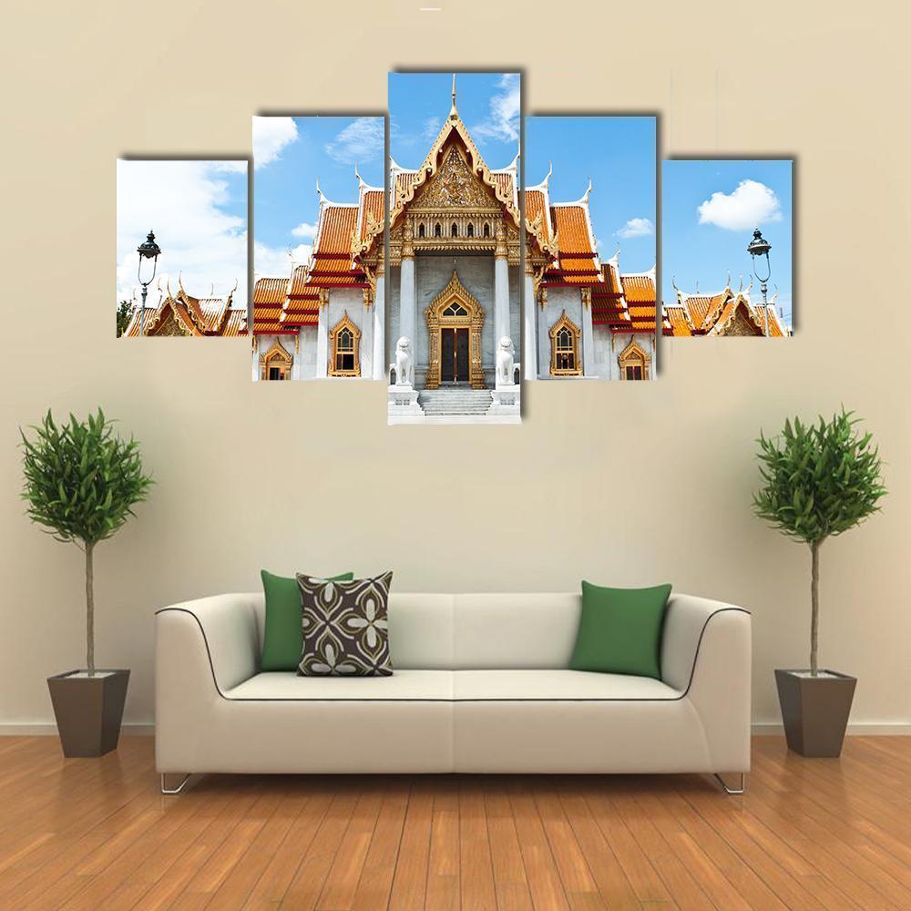 Buddhist Temple Thailand Canvas Wall Art-5 Pop-Gallery Wrap-47" x 32"-Tiaracle