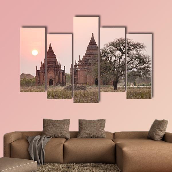Buddhist Temples Myanmar Canvas Wall Art-5 Pop-Gallery Wrap-47" x 32"-Tiaracle