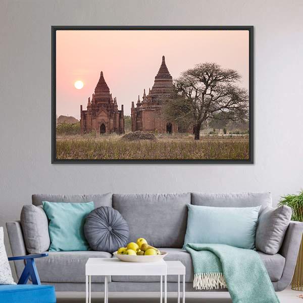 Buddhist Temples Myanmar Canvas Wall Art-1 Piece-Floating Frame-24" x 16"-Tiaracle