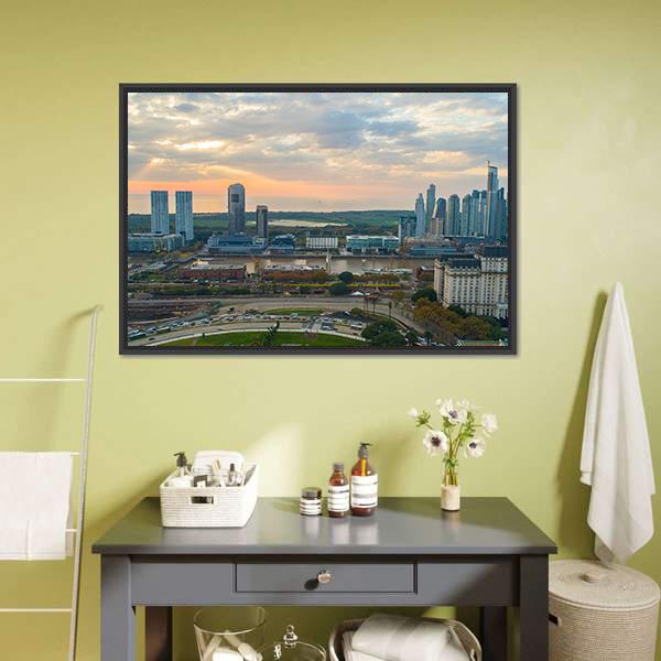 Buenos Aires Cityscape Canvas Wall Art-3 Horizontal-Gallery Wrap-25" x 16"-Tiaracle