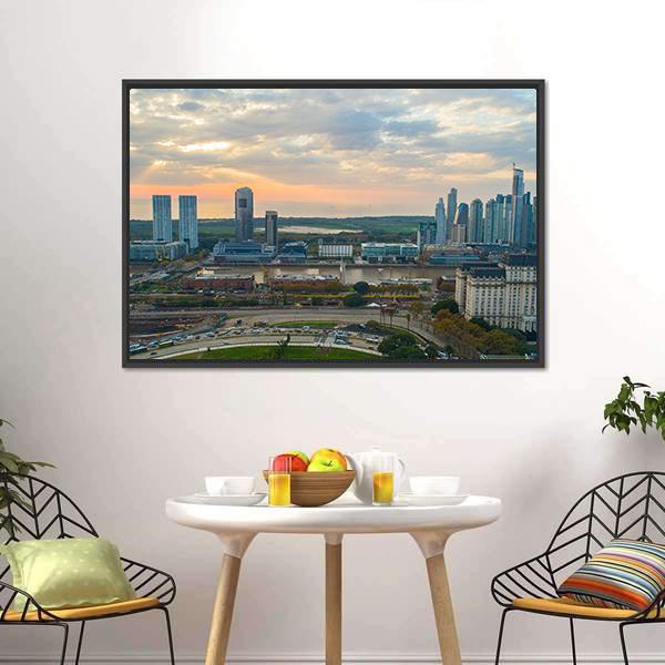 Buenos Aires Cityscape Canvas Wall Art-3 Horizontal-Gallery Wrap-25" x 16"-Tiaracle