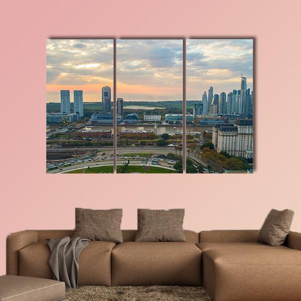 Buenos Aires Cityscape Canvas Wall Art-3 Horizontal-Gallery Wrap-25" x 16"-Tiaracle