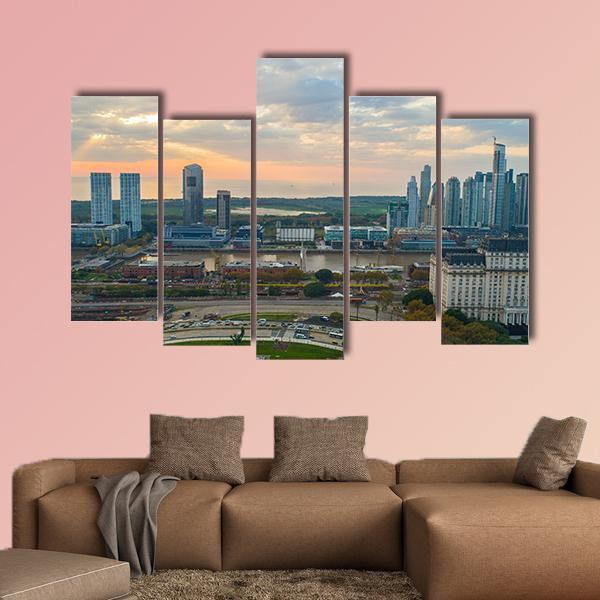 Buenos Aires Cityscape Canvas Wall Art-5 Pop-Gallery Wrap-47" x 32"-Tiaracle