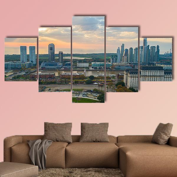 Buenos Aires Cityscape Canvas Wall Art-5 Star-Gallery Wrap-62" x 32"-Tiaracle