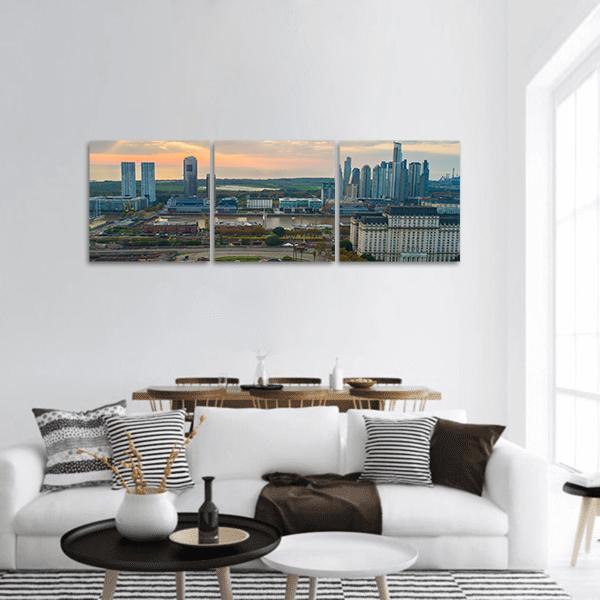 Buenos Aires Cityscape Panoramic Canvas Wall Art-3 Piece-25" x 08"-Tiaracle