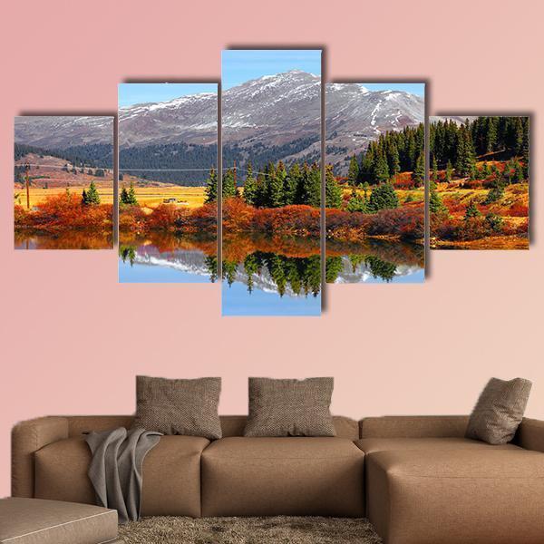 Buffehr Lake In Autumn Canvas Wall Art-5 Pop-Gallery Wrap-47" x 32"-Tiaracle