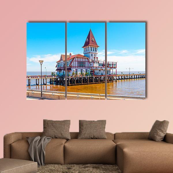 Building &amp; Pier At Shore Canvas Wall Art-3 Horizontal-Gallery Wrap-25" x 16"-Tiaracle