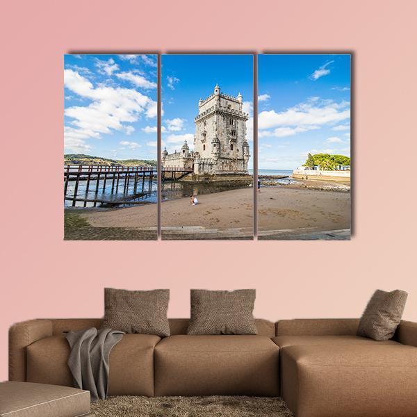 Belem Tower Portugal Canvas Wall Art-3 Horizontal-Gallery Wrap-37" x 24"-Tiaracle