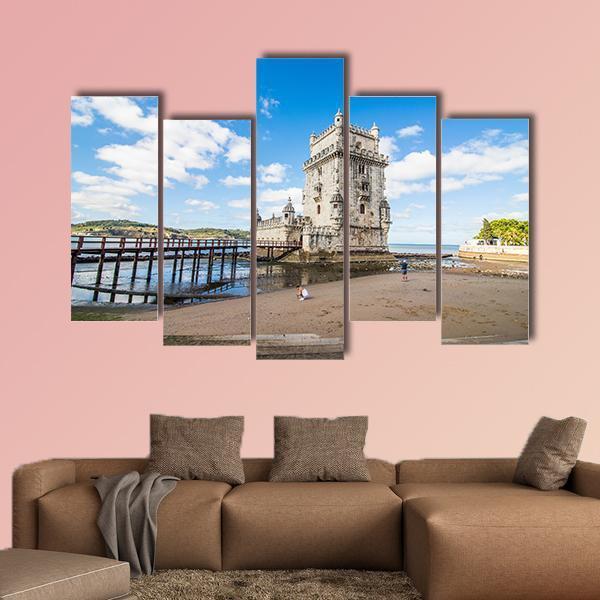Belem Tower Portugal Canvas Wall Art-5 Pop-Gallery Wrap-47" x 32"-Tiaracle