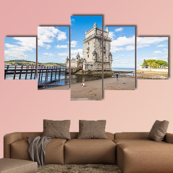 Belem Tower Portugal Canvas Wall Art-5 Star-Gallery Wrap-62" x 32"-Tiaracle