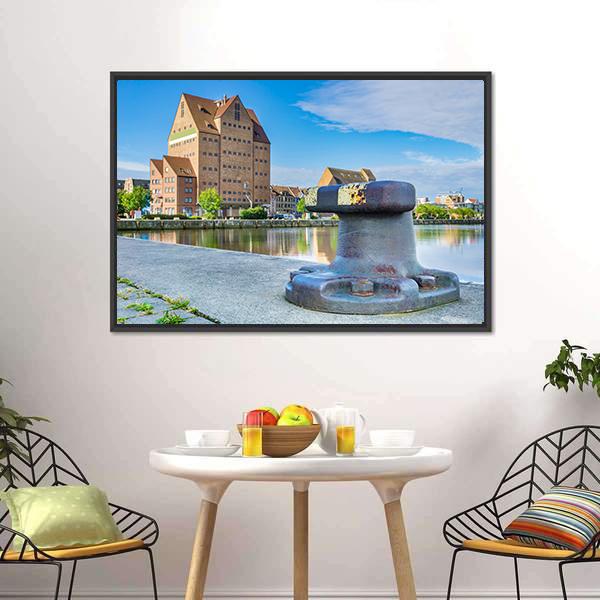 Building In Harbor Of Rostock Canvas Wall Art-3 Horizontal-Gallery Wrap-25" x 16"-Tiaracle
