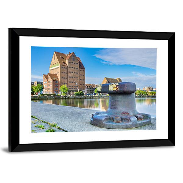 Building In Harbor Of Rostock Canvas Wall Art-3 Horizontal-Gallery Wrap-25" x 16"-Tiaracle