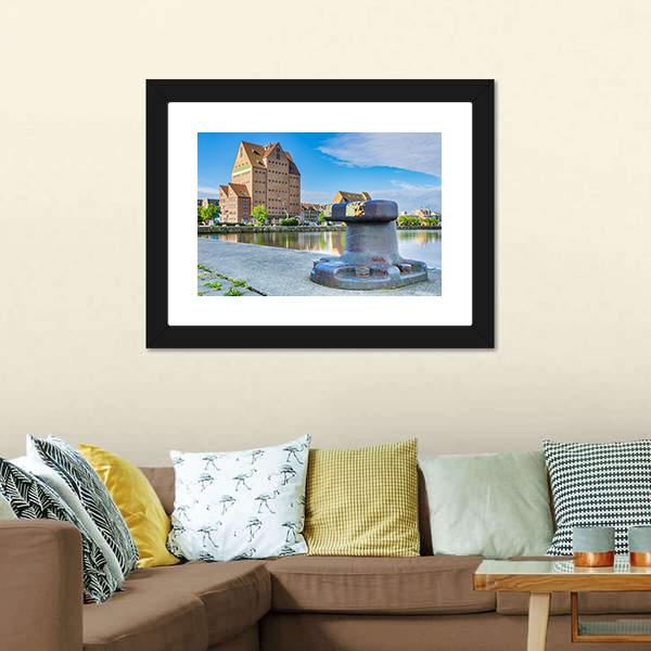 Building In Harbor Of Rostock Canvas Wall Art-3 Horizontal-Gallery Wrap-25" x 16"-Tiaracle