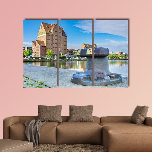Building In Harbor Of Rostock Canvas Wall Art-3 Horizontal-Gallery Wrap-25" x 16"-Tiaracle