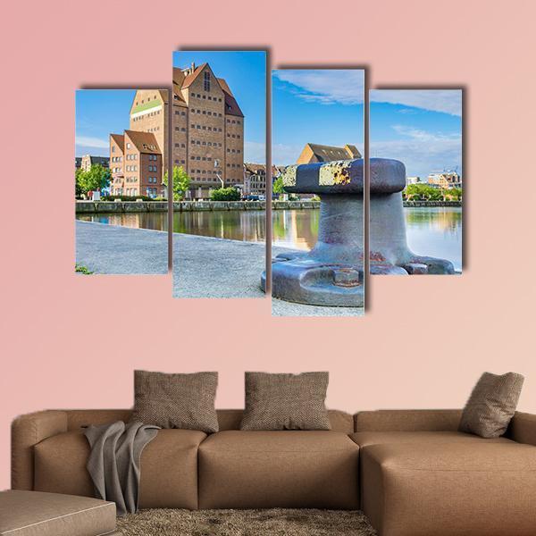 Building In Harbor Of Rostock Canvas Wall Art-4 Pop-Gallery Wrap-50" x 32"-Tiaracle