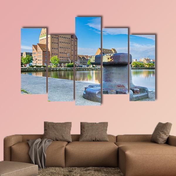 Building In Harbor Of Rostock Canvas Wall Art-5 Pop-Gallery Wrap-47" x 32"-Tiaracle