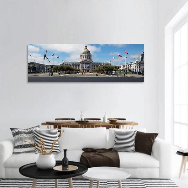 City Hall San Francisco Panoramic Canvas Wall Art-3 Piece-25" x 08"-Tiaracle